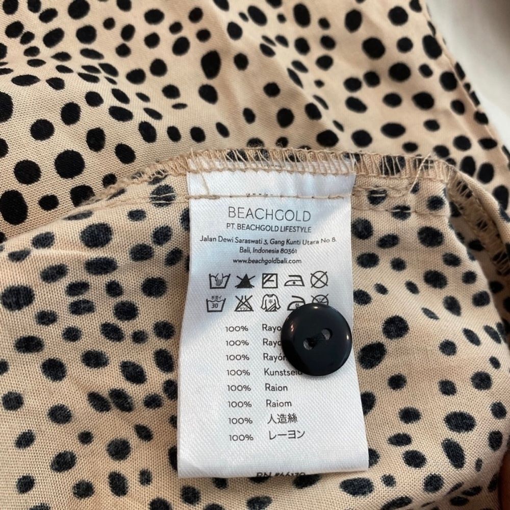 Beachgold Chelsea Tan Black Long SleeveCoverup Polka Dot Romper Women's XS - Picture 12 of 12